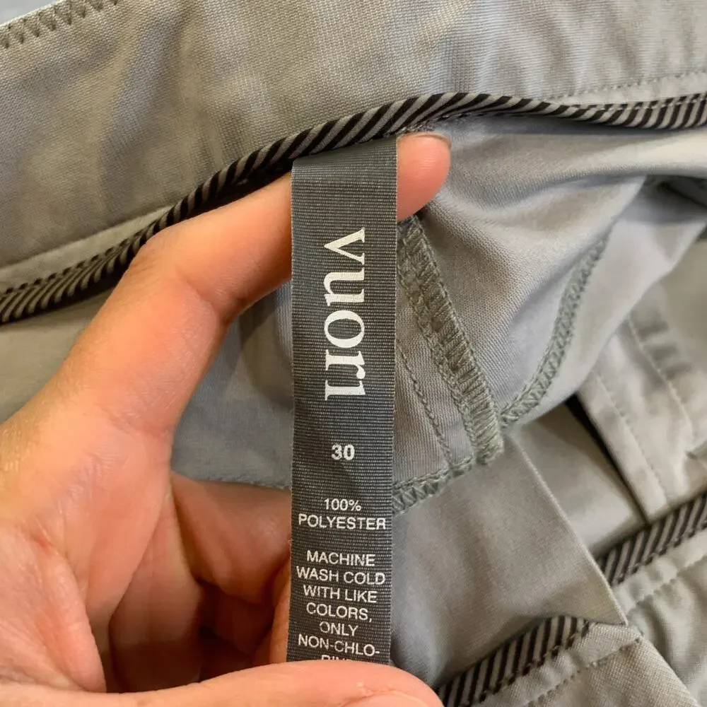 Vuori Pants Mens 30 Grey Meta Athletic Slim Fit Moisture Wicking Performance